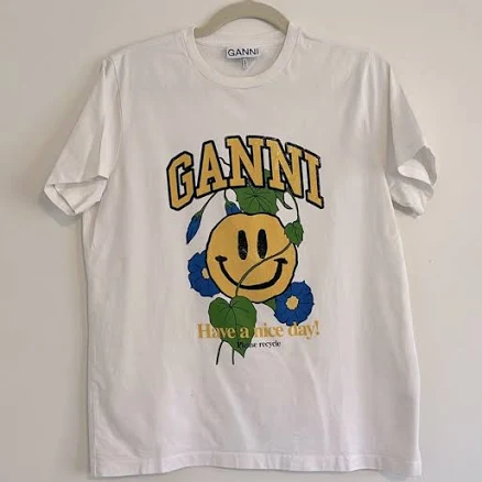 Ganni Women's Cotton Jersey Smiley Flower T-Shirt