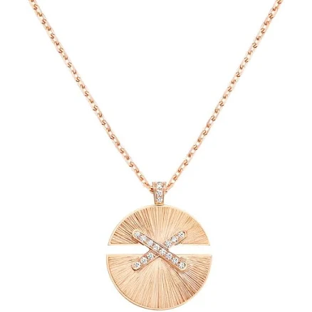Chaumet Medium Rose Gold And Diamond Jeux De Liens Harmony Pendant Necklace