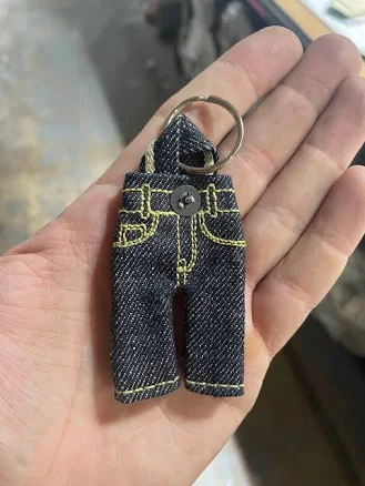 Selvedge Keychain with Chainstitch Hem