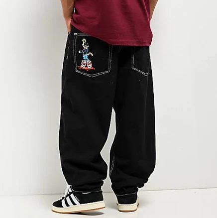 Empyre Graffiti Cat Black Ultra Loose Skate Jeans