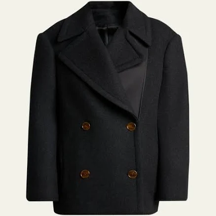 Lanvin Wool Oversized Double-Breasted Coat, Anthracite, Women's, 40, Coats Jackets & Outerwear Wool Coats