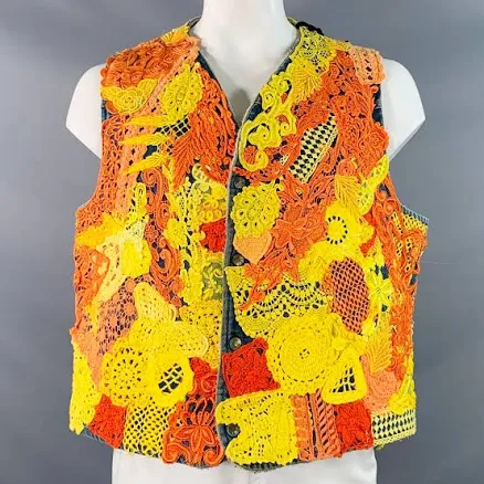 EARTHLING VIP Lace Crochet Cotton Snaps Vest