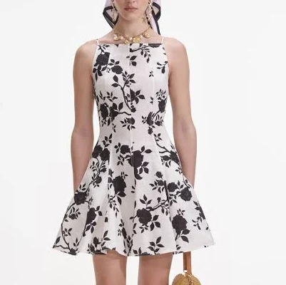 Self Portrait Women's Floral Linen Fit & Flare Dress