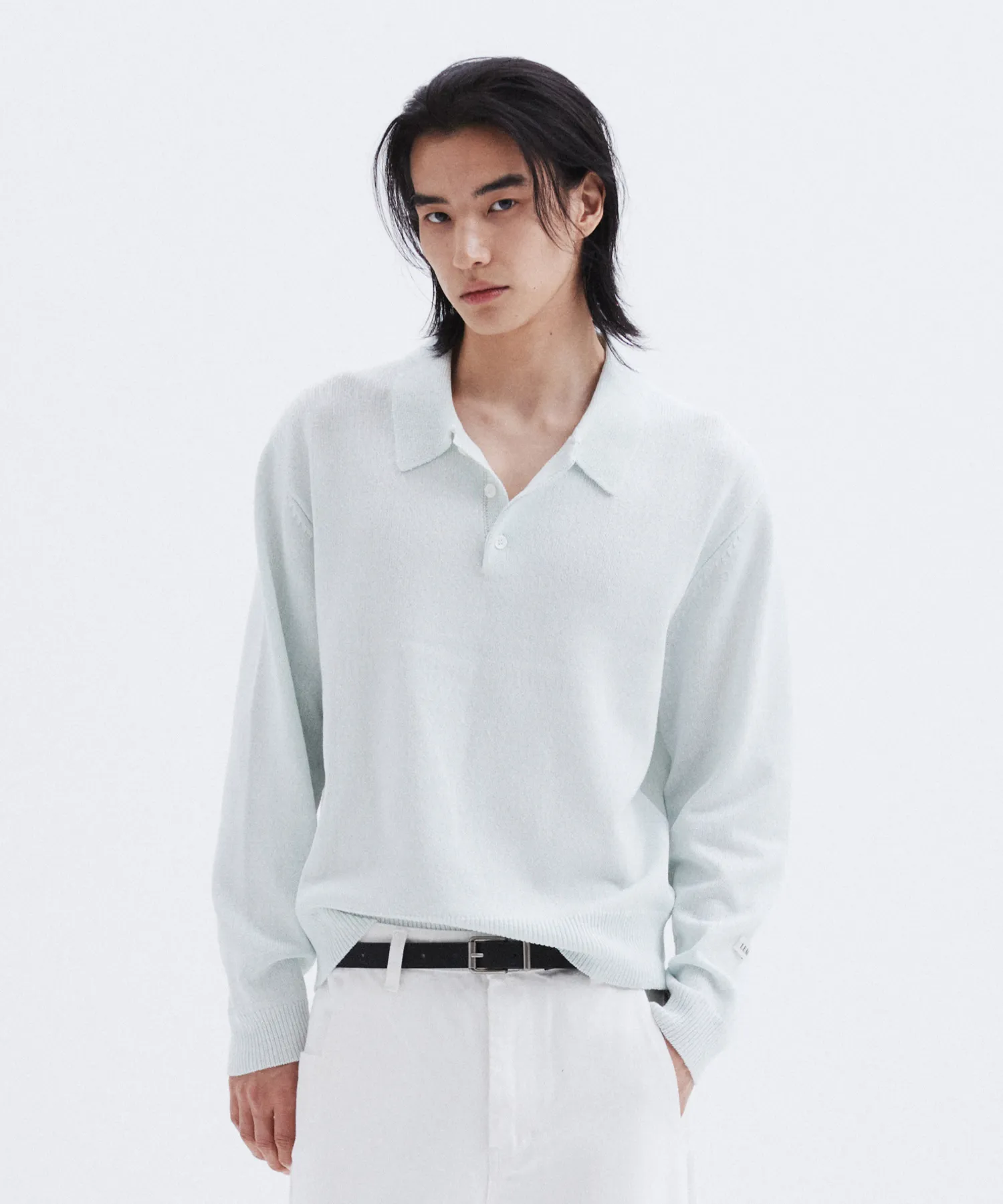Two Pleats Linen Mesh Jacket - Light Blue
