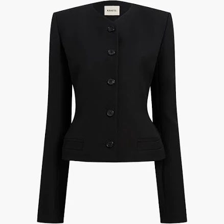 KHAITE Women's Nara Collarless Wool Canvas Jacket