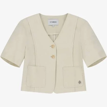 CITYBREEZE LINEN COLLARLESS HALF SLEEVE JACKET S