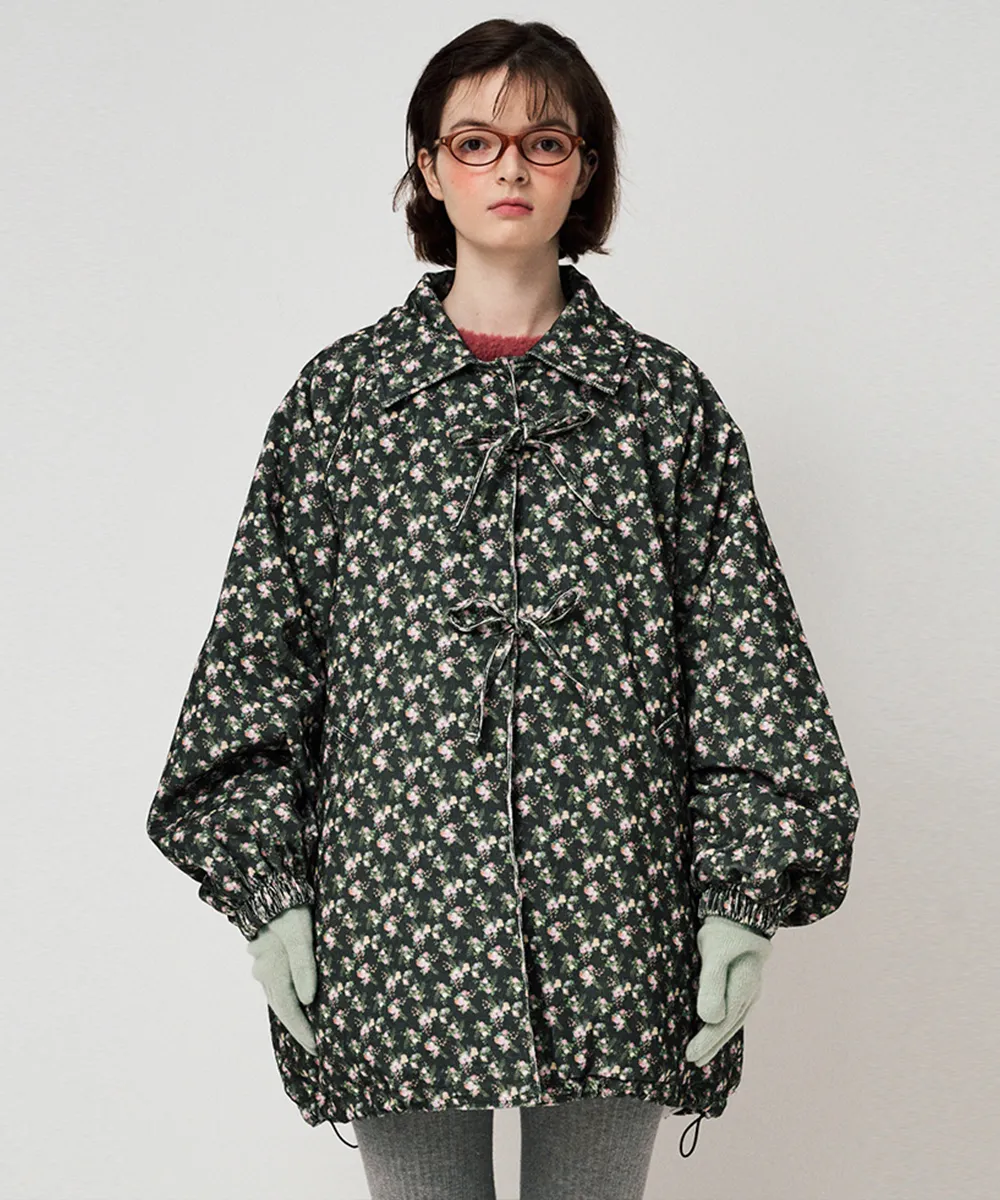RIBBON PADDED JUMPER, FLORAL BLACK