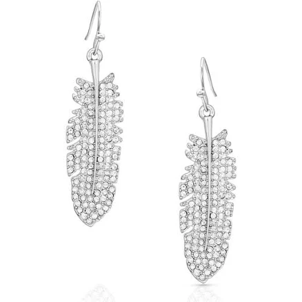 Montana Silversmiths Women's Shimmering Feather Cubic Zirconia Earrings