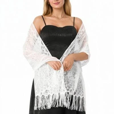 Anna-Kaci Women's Scalloped Edge Sheer Lace Cardigan with Half Sleeves