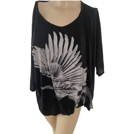 Helmut Lang Black Synthetic Eagle Print T-Shirt Size S Int