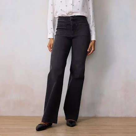 Women's LC Lauren Conrad Super High Rise Wide Leg Jeans, Size: 16, Myra Wash