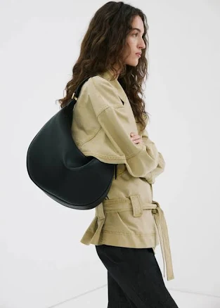 MANGO Women's Oval Faux Leather Shoulder Bag