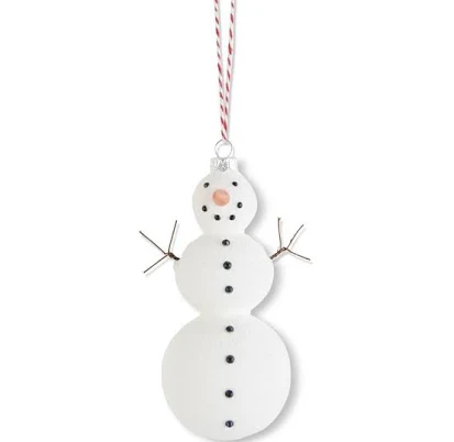 5.5 Inch Glass Snowman with Black Rhinestones and Posable Arms