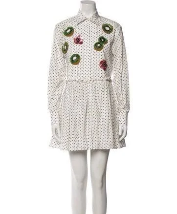 Dolce & Gabbana Polka Dot Print Mini Dress in White, Women's S