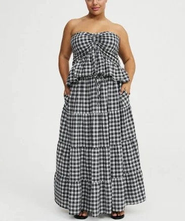 Women's Torrid Tiered Maxi Skirt In Abbey Plaid Black