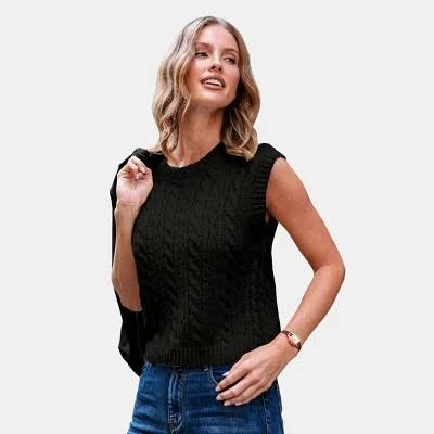 Cupshe Women's Cable Knit Sleeveless Sweater Vest