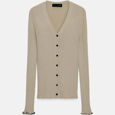 Zara Contrast Rib Cardigan