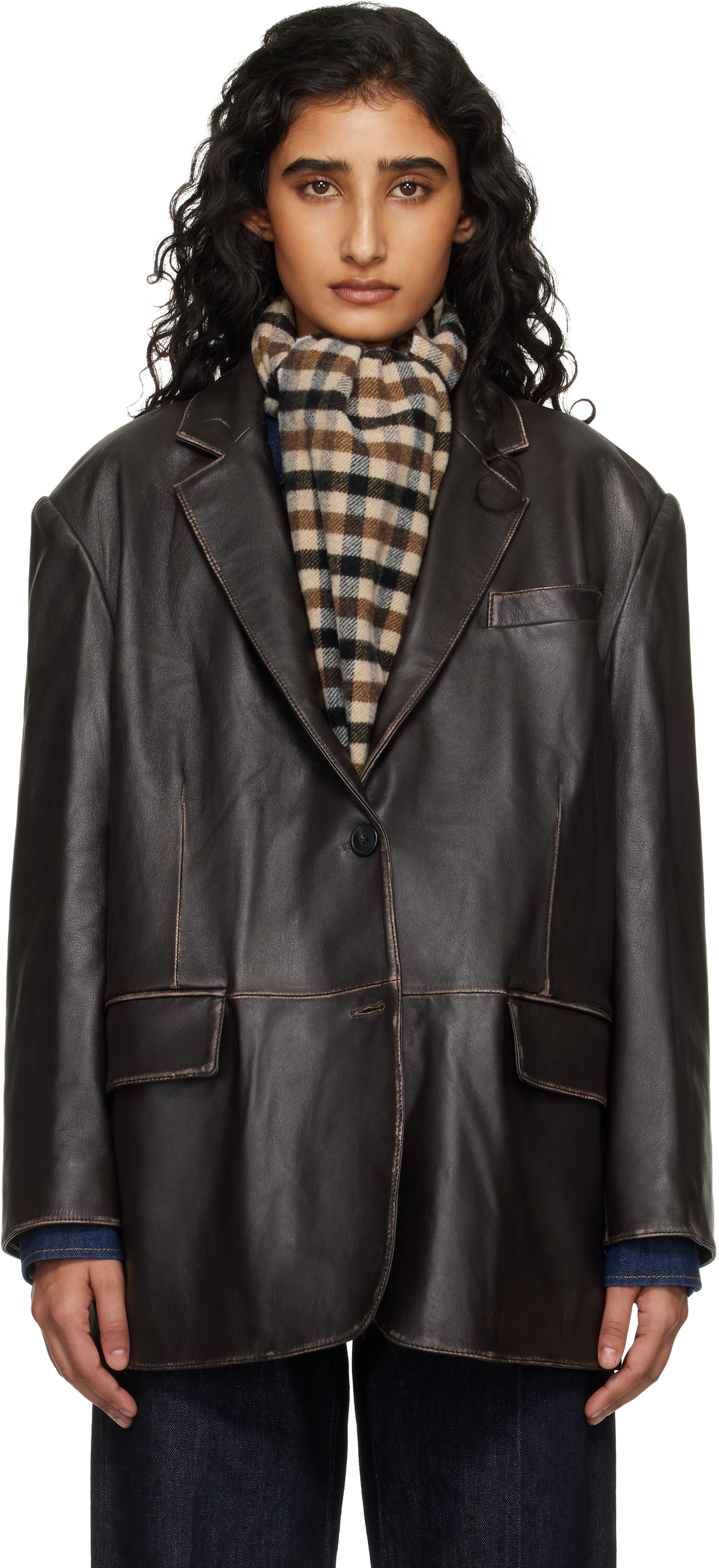 Brown Pila Leather Blazer