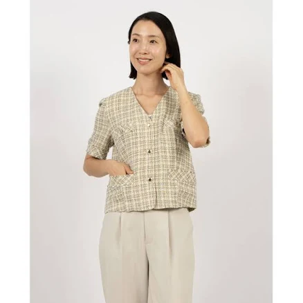 Loeuvre Half Sleeve Tweed Crop Jacket