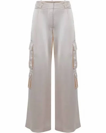 Self-Portrait - Women's Satin Cargo Trousers