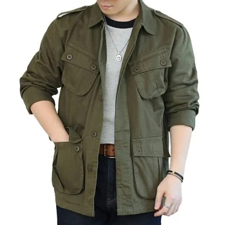 Mens Jungle Fatigue Jacket Military Utility M42 Jump Work Cargo Retro