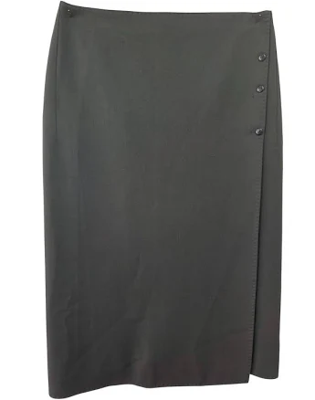 Mojo S Phine Faux Wrap Midi Skirt Women Us Sz S/m Charcoal Gray Korea