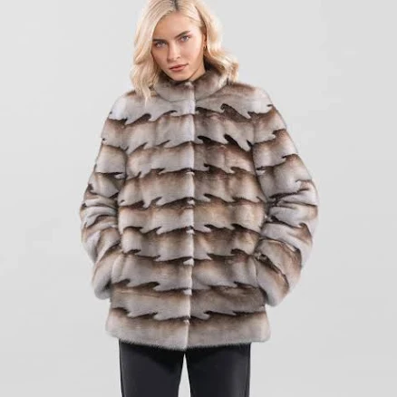 Mink Fur Color Block Jacket