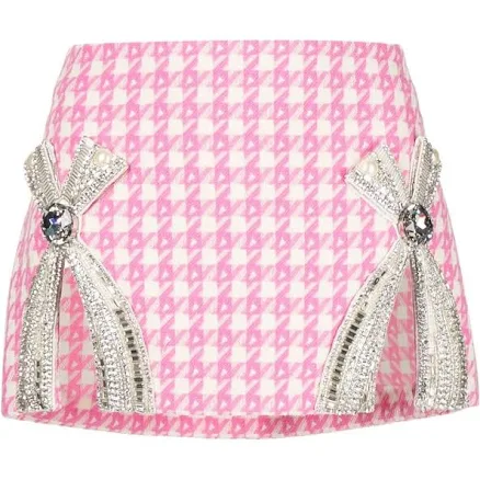 Crystal-embellished Houndstooth Miniskirt
