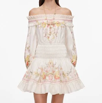 Self Portrait Floral Organza Ruffle Mini Dress