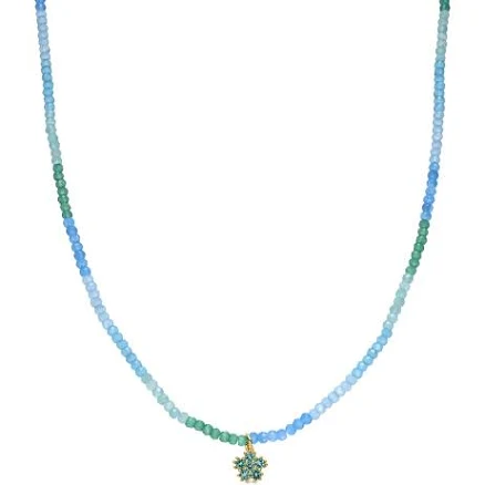 Saino Sterling Silver 925 Aquamarine Zirconia Necklace