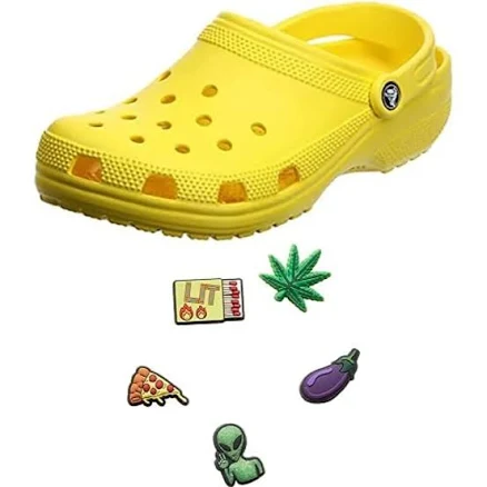 Crocs Mens and Womens Classic Clog w/Jibbitz Charms 5-Packs