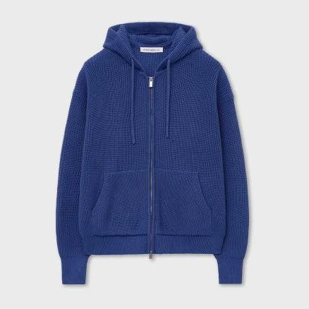 INTEMPOMOOD Knit Fingerhole Zip-Up Hoodie