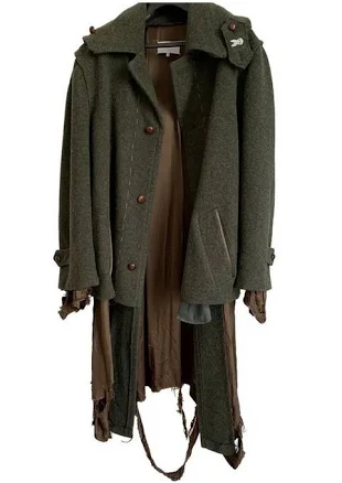 Maison Martin Margiela Wool Coat, Artisanal 2022, Green, Size 50 Fr