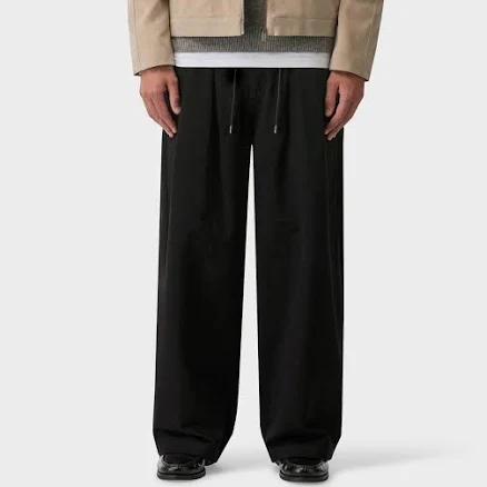 0 Wide Leg Pleat Pant - Black | Streetwear