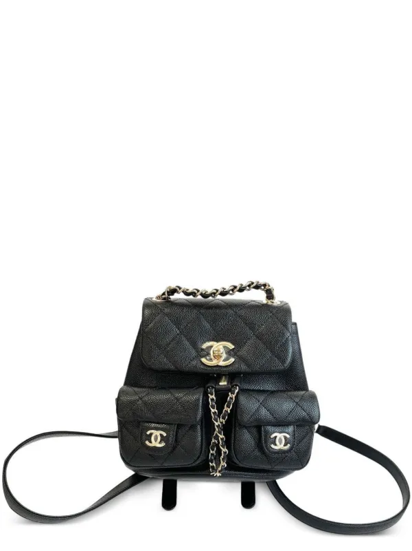 24P Duma Backpack Small Black Light Gold Hardware