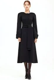Cashmere Wool Volume Sleeve Slim Line Coat