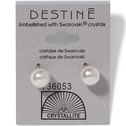 Crystallite Destine Pearl Stud Earrings