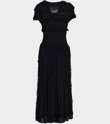 Max Mara Sleeveless Geometric-Print Jersey Midi Dress, Black, Women's, 12, Casual & Work Dresses Jersey Dresses