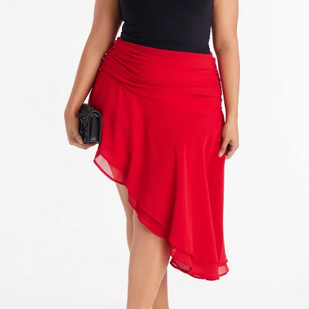 Fashion Nova Analisa Asymmetric Ruched Midi Skirt