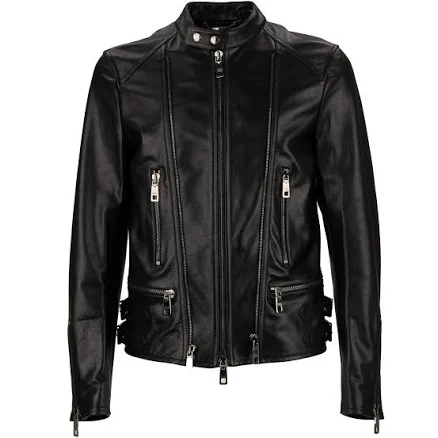 Dolce & Gabbana Men's Sleek Leather Biker Jacket