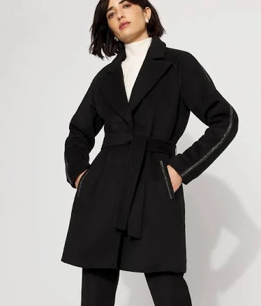 White House Black Market Women's Embellished Wool-Blend Coat
