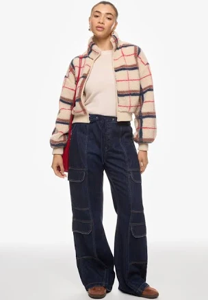 Hudson - Cream Plaid Sherpa Jacket