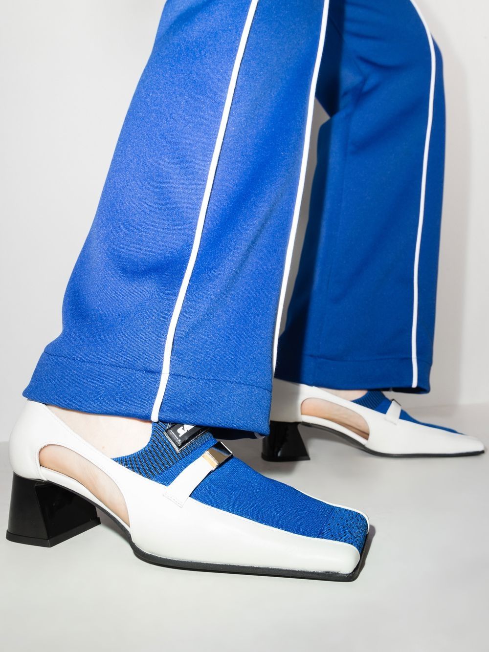 White & Blue Olga Loafers