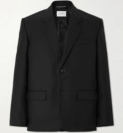 SAINT LAURENT Wool-Gabardine Blazer - Men - Black Blazers - IT 46
