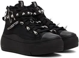 R13 STUDDED KURT HIGH TOP - BLACKOUT Size 8