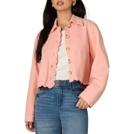 Wit & Wisdom Women's Scallop Detail Cotton Crop Jacket