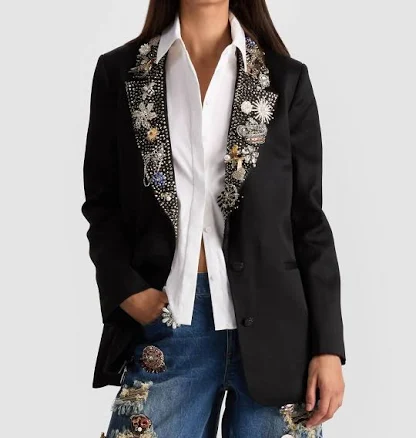 Alice + Olivia Women's Elna Crystal-Embellished Long Blazer