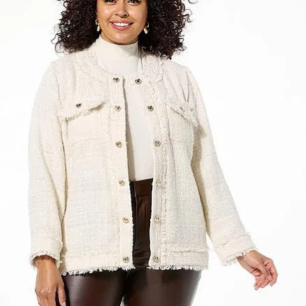 Colleen Lopez Tweed Heart Button Jacket