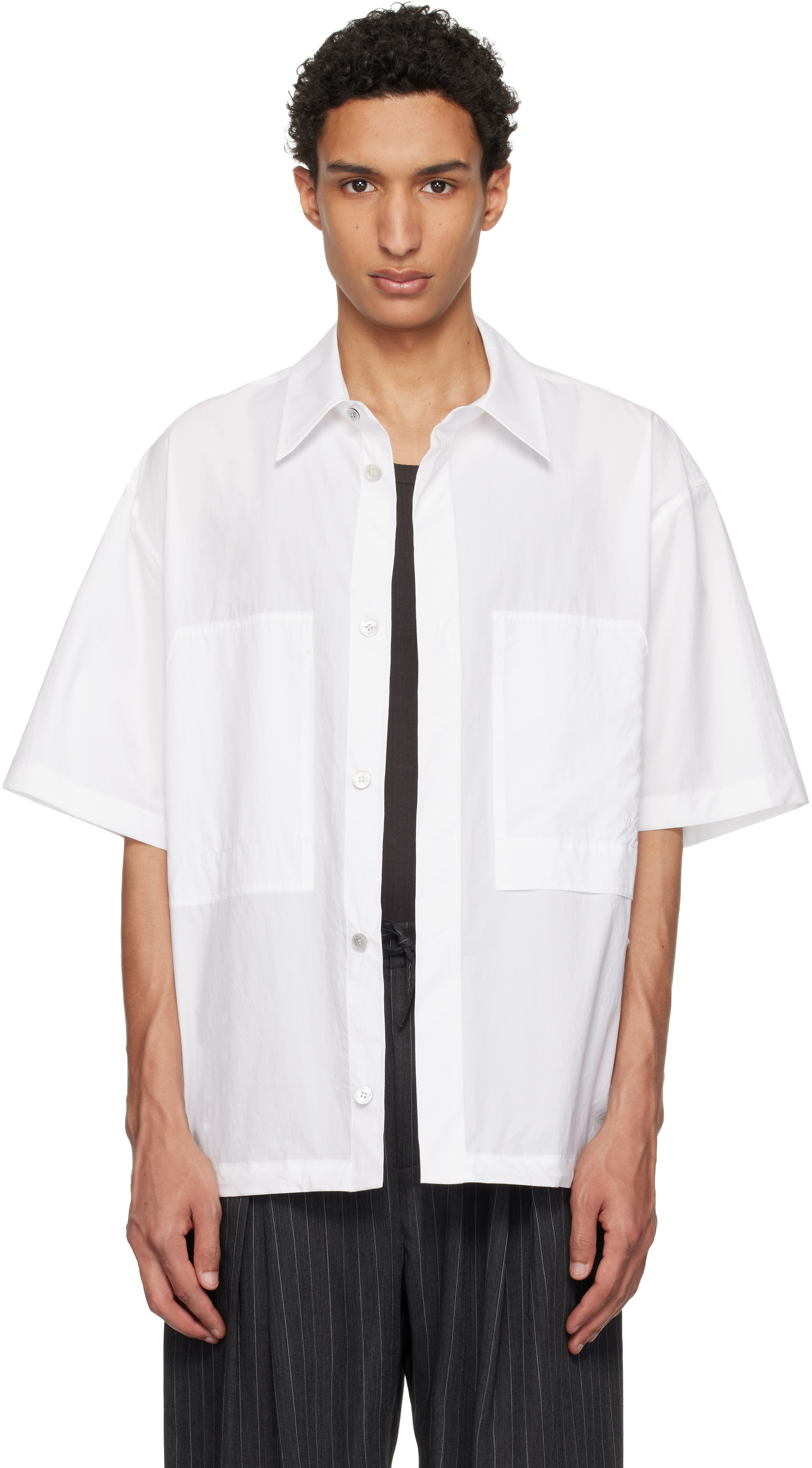 White Short Sleeve Cotton Shirt