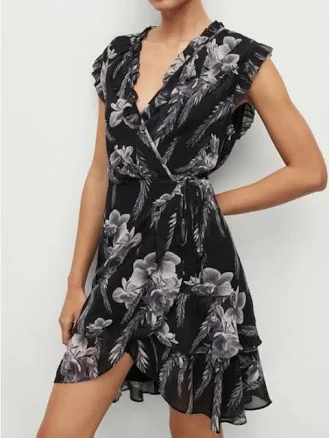 All Saints Dresses | Allsaints Ari Sleeveless Mia Floral Mini Dress | Color: Black/Gray | Size: Uk 12 Us 8 Eu 40 | Ninneeel's Closet